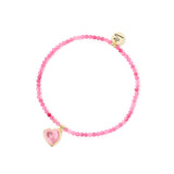Bracciale elastico perline e cuore Candy Love - Rosa - Sodini Bijoux