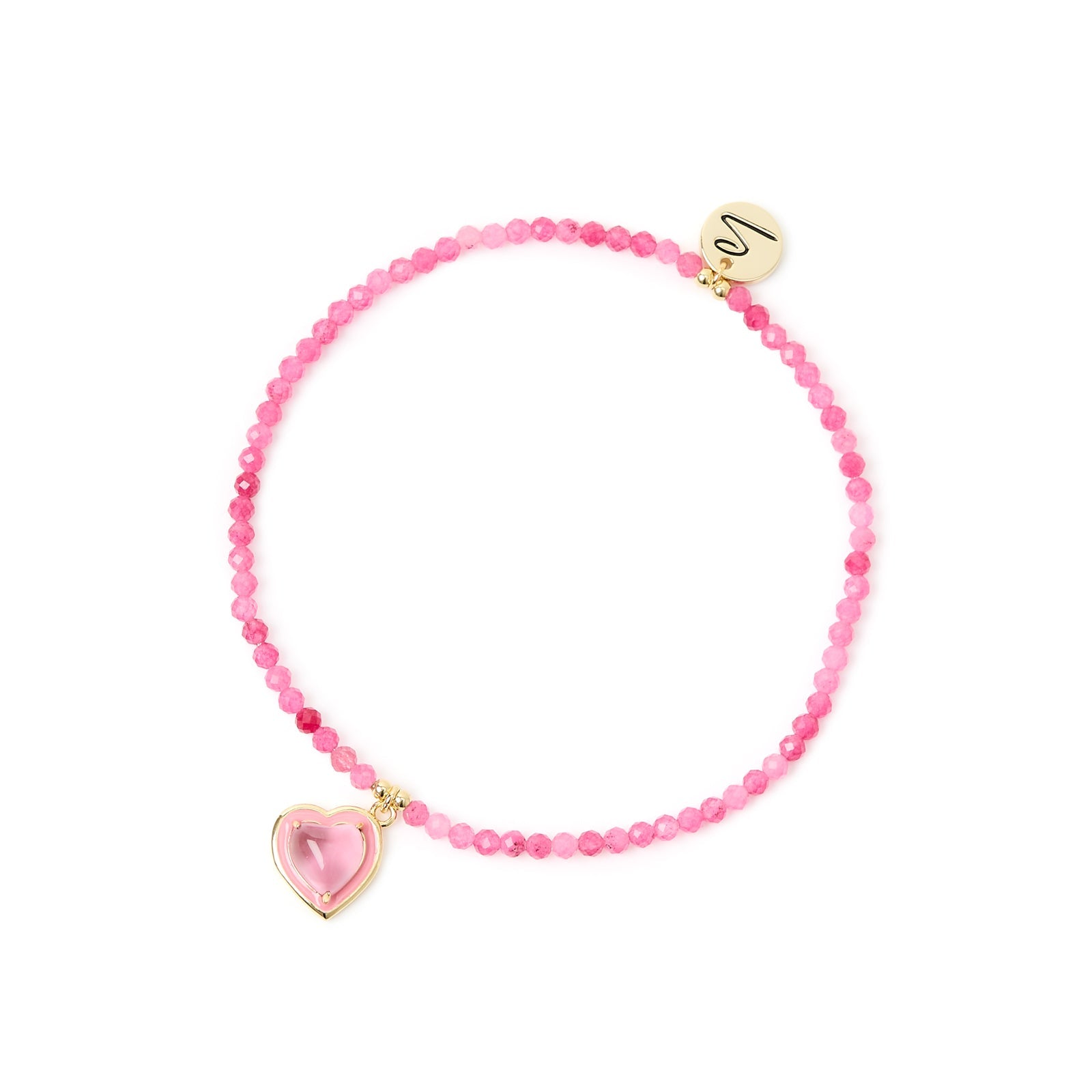 Bracciale elastico perline e cuore Candy Love - Rosa - Sodini Bijoux