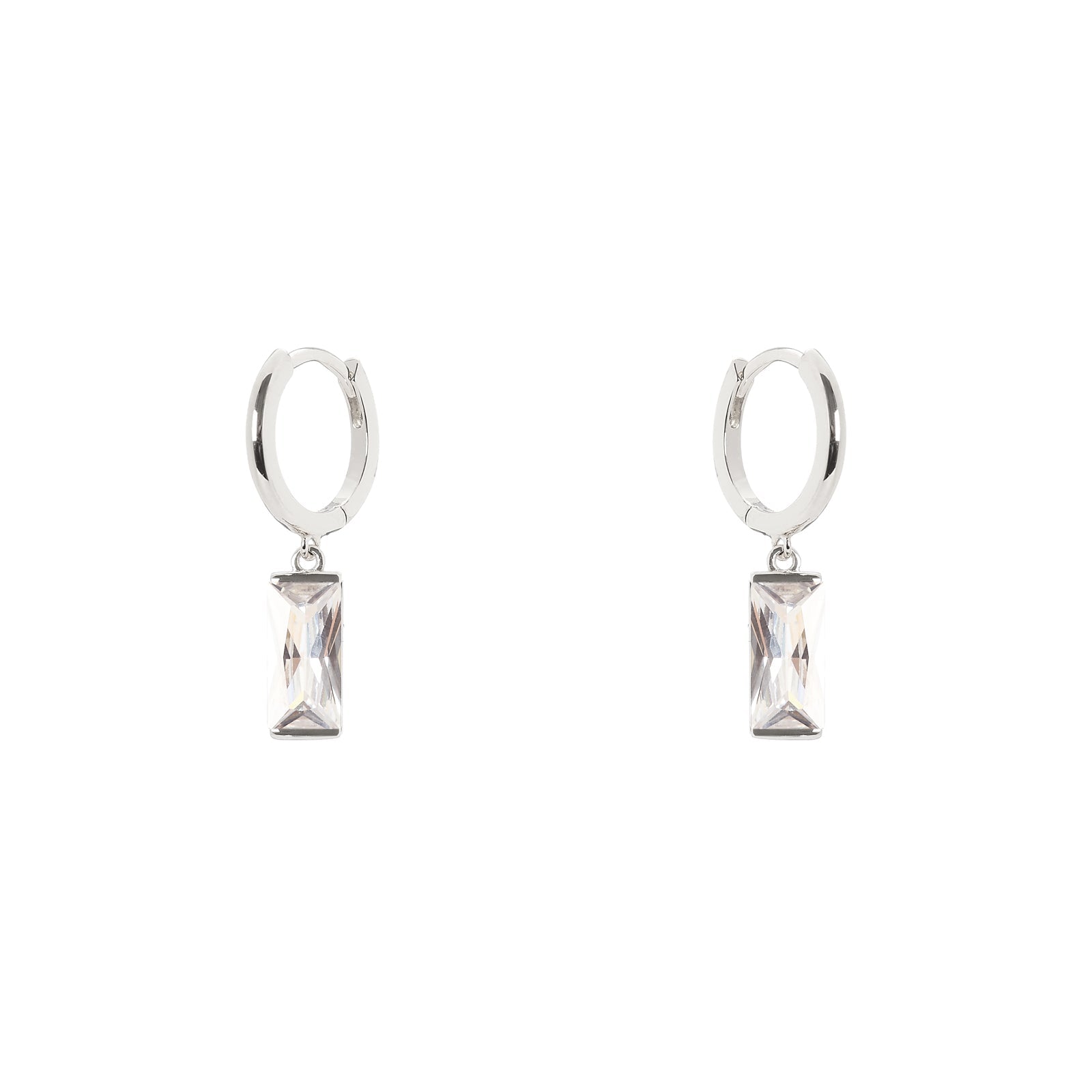 Orecchini cerchio pendente baguette Pulse - Bianco - Sodini Bijoux