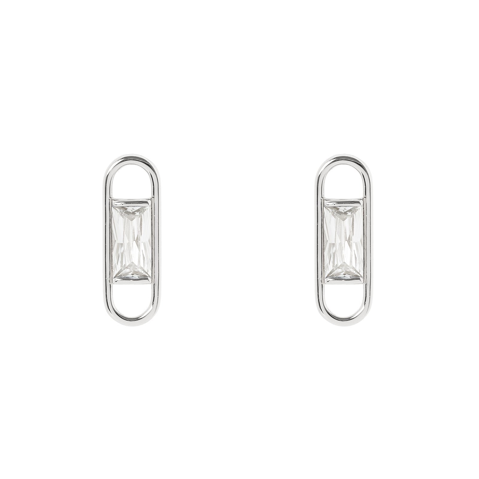 Orecchini ovali baguette Pulse - Bianco - Sodini Bijoux