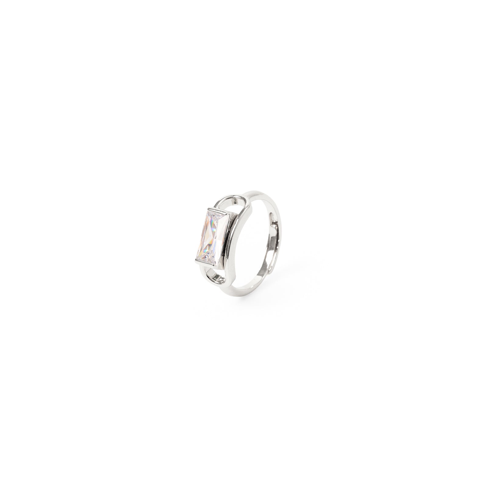 Anello ovale e baguette Pulse - Bianco - Sodini Bijoux