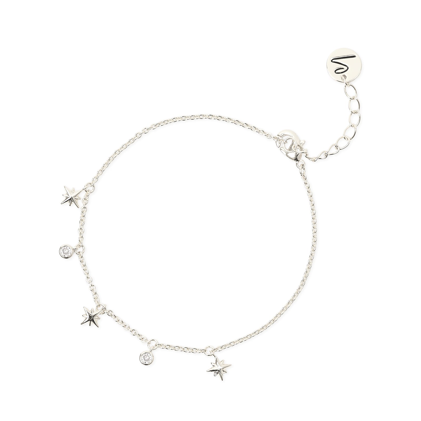 Bracciale con stelle e cristalli pendenti Starlet - Argento - Sodini Bijoux