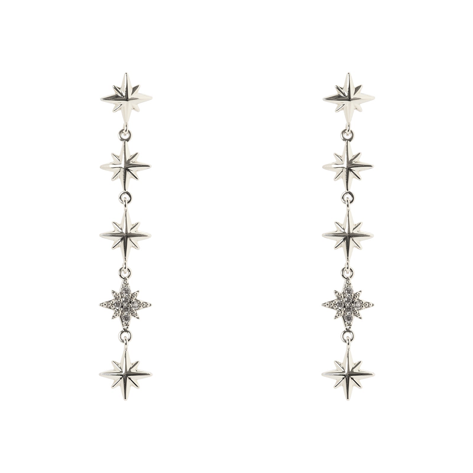 Orecchini pendenti con sequenza di stelle Starlet - Argento - Sodini Bijoux