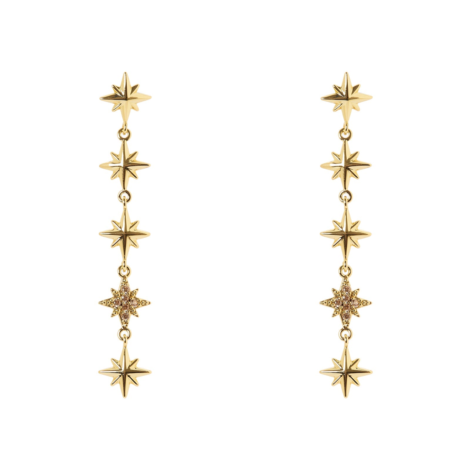 Orecchini pendenti con sequenza di stelle Starlet - Oro - Sodini Bijoux