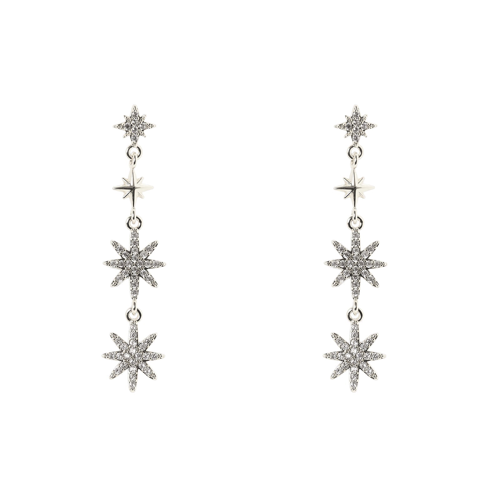 Orecchini pendenti in pavè e stelle Starlet - Argento - Sodini Bijoux