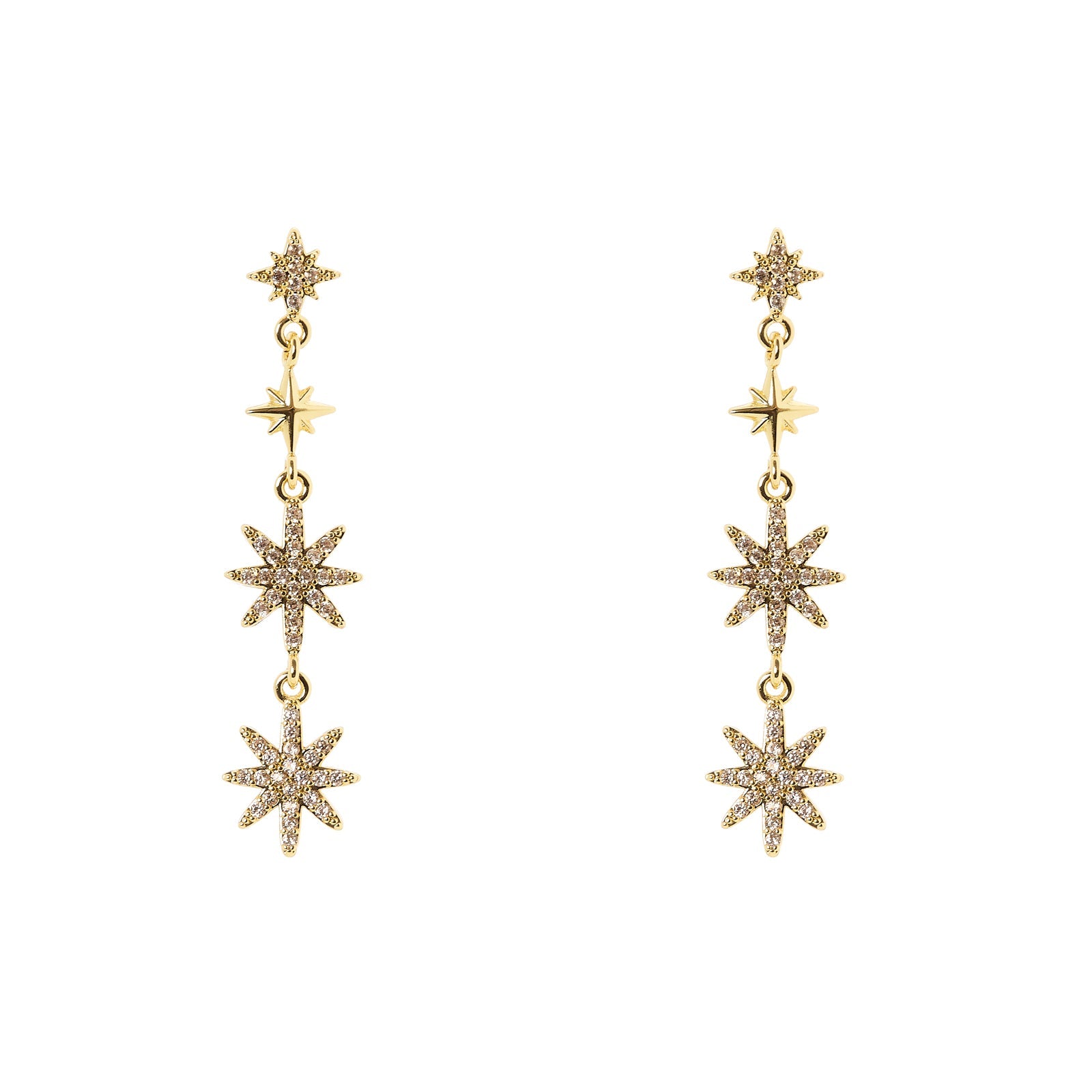 Orecchini pendenti in pavè e stelle Starlet - Oro - Sodini Bijoux