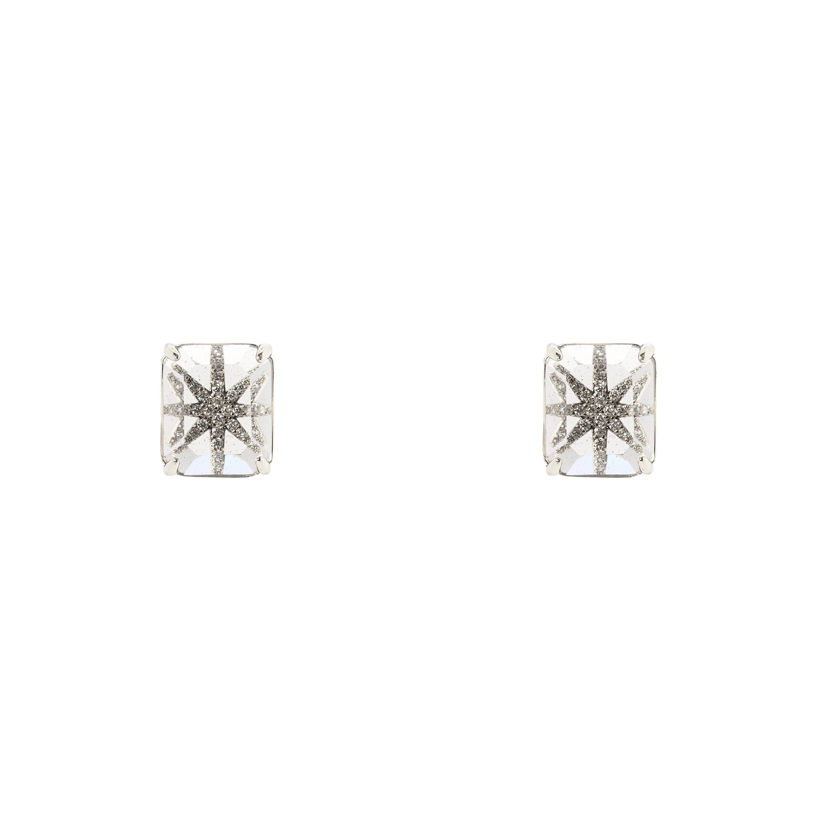 Orecchini con stone glass e stella pavé Starlet - Argento - Sodini Bijoux