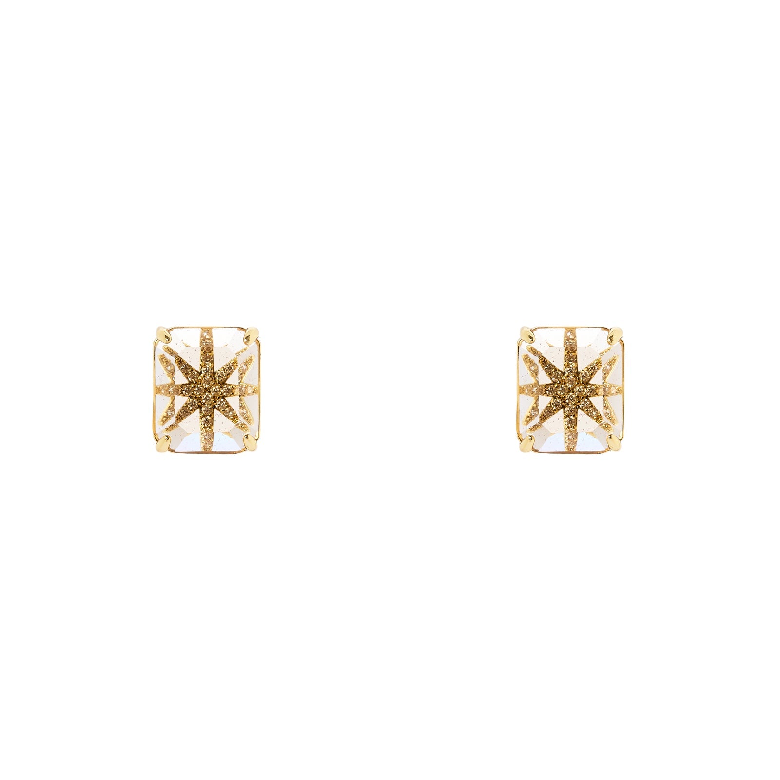 Orecchini con stone glass e stella pavé Starlet - Oro - Sodini Bijoux