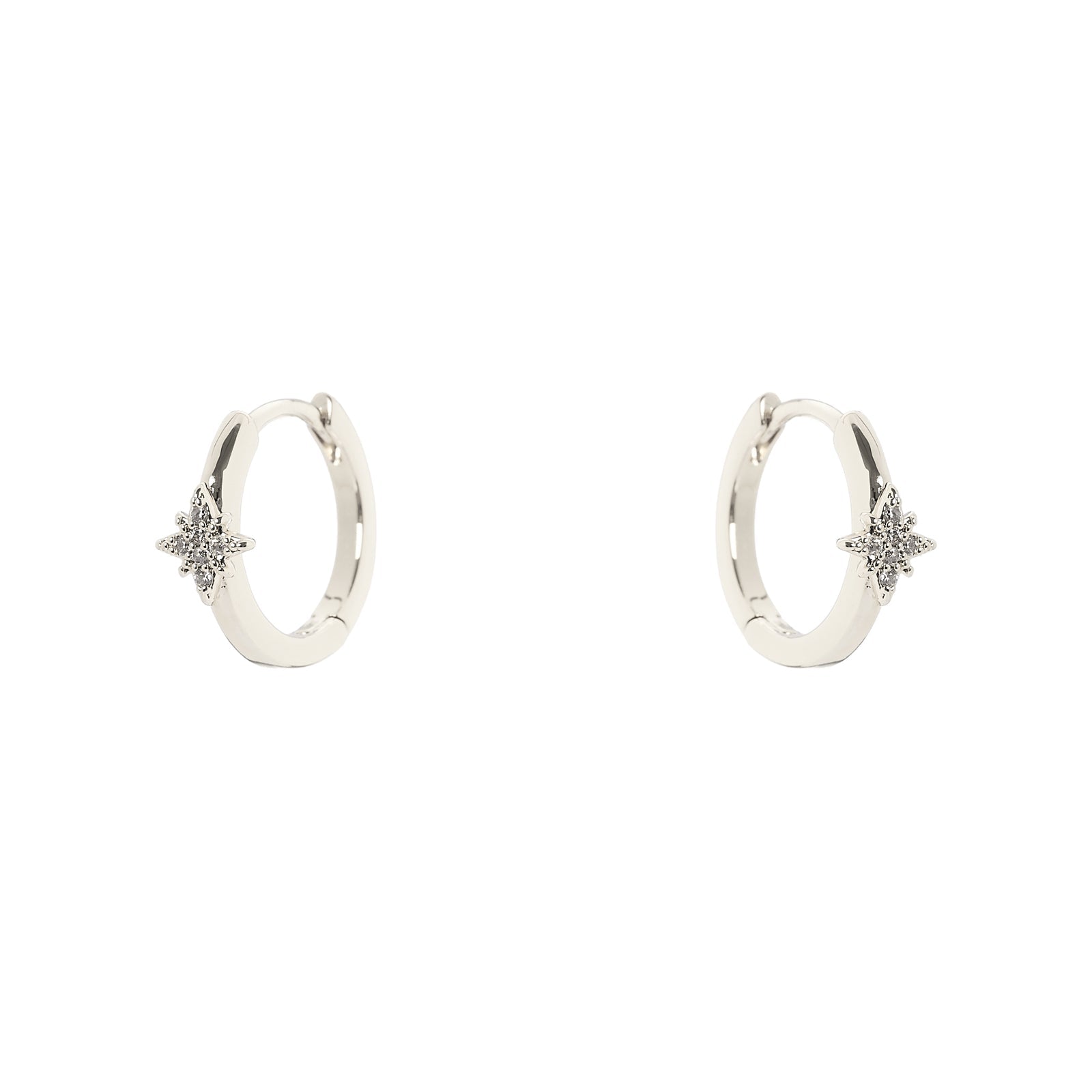 Orecchini a cerchio con stella in pavé di zirconi Starlet - Argento - Sodini Bijoux