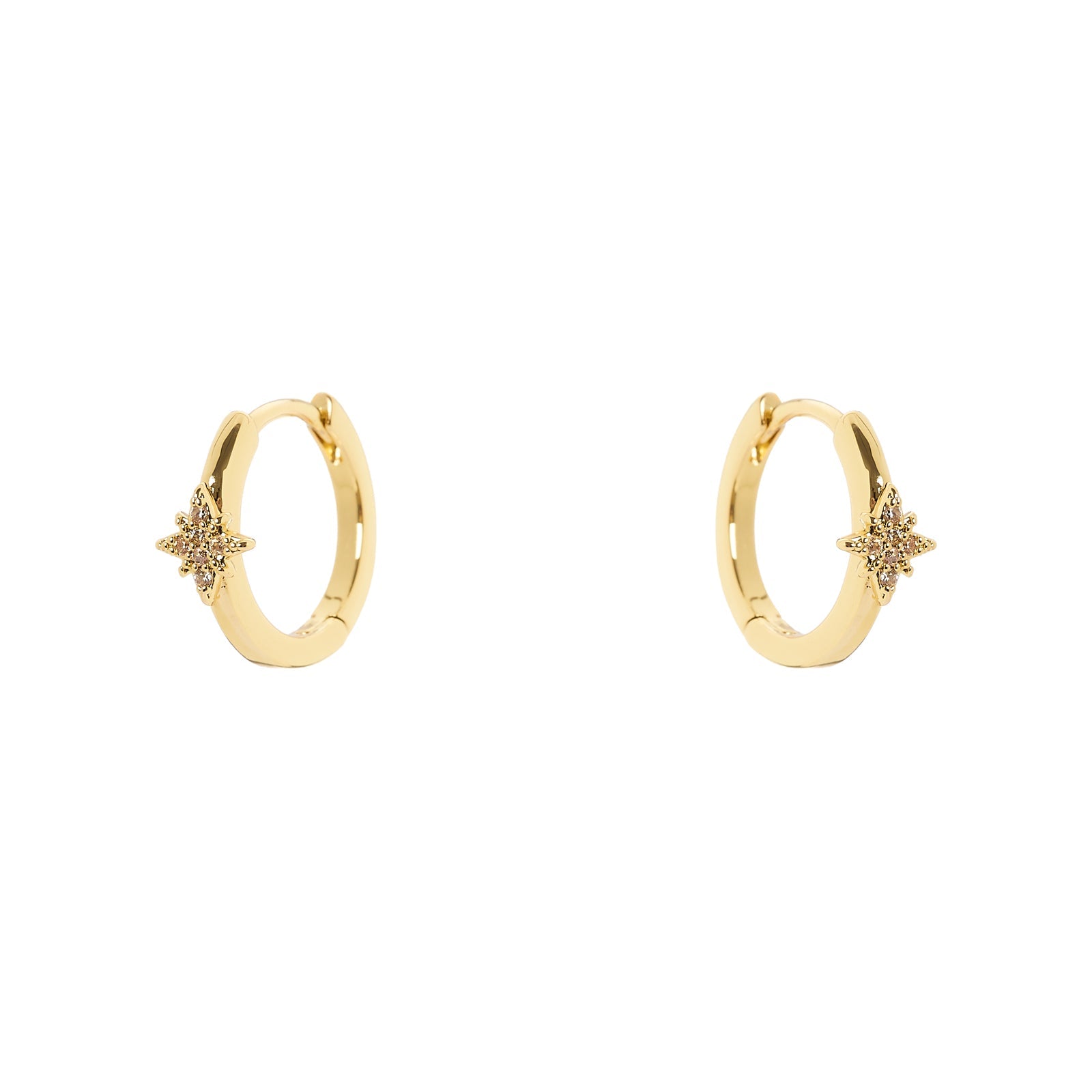 Orecchini a cerchio con stella in pavé di zirconi Starlet - Oro - Sodini Bijoux