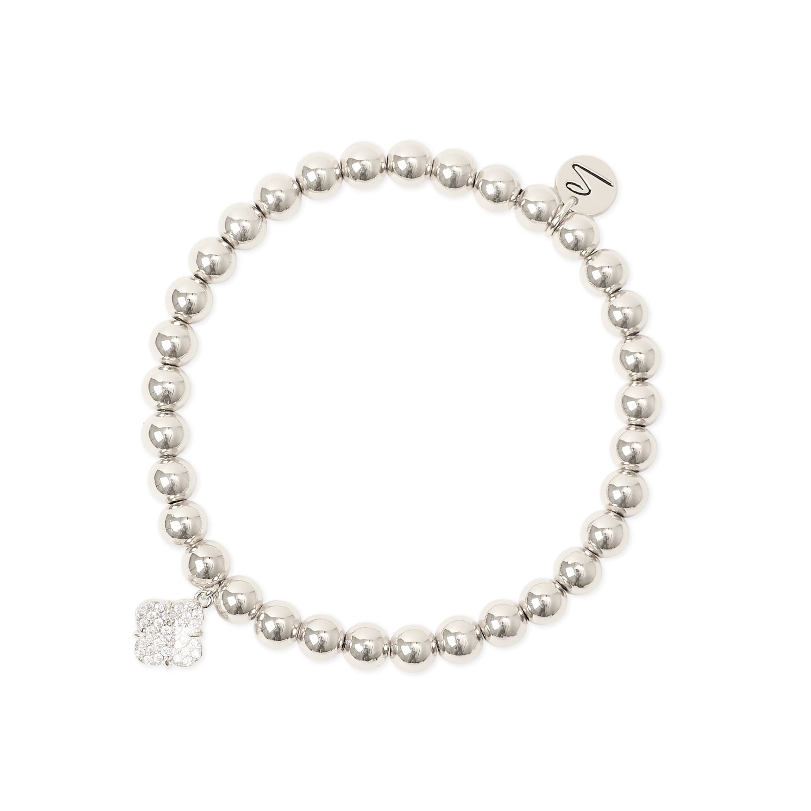 Bracciale elastico sfere fiore pavè Juliet - Argento - Sodini Bijoux