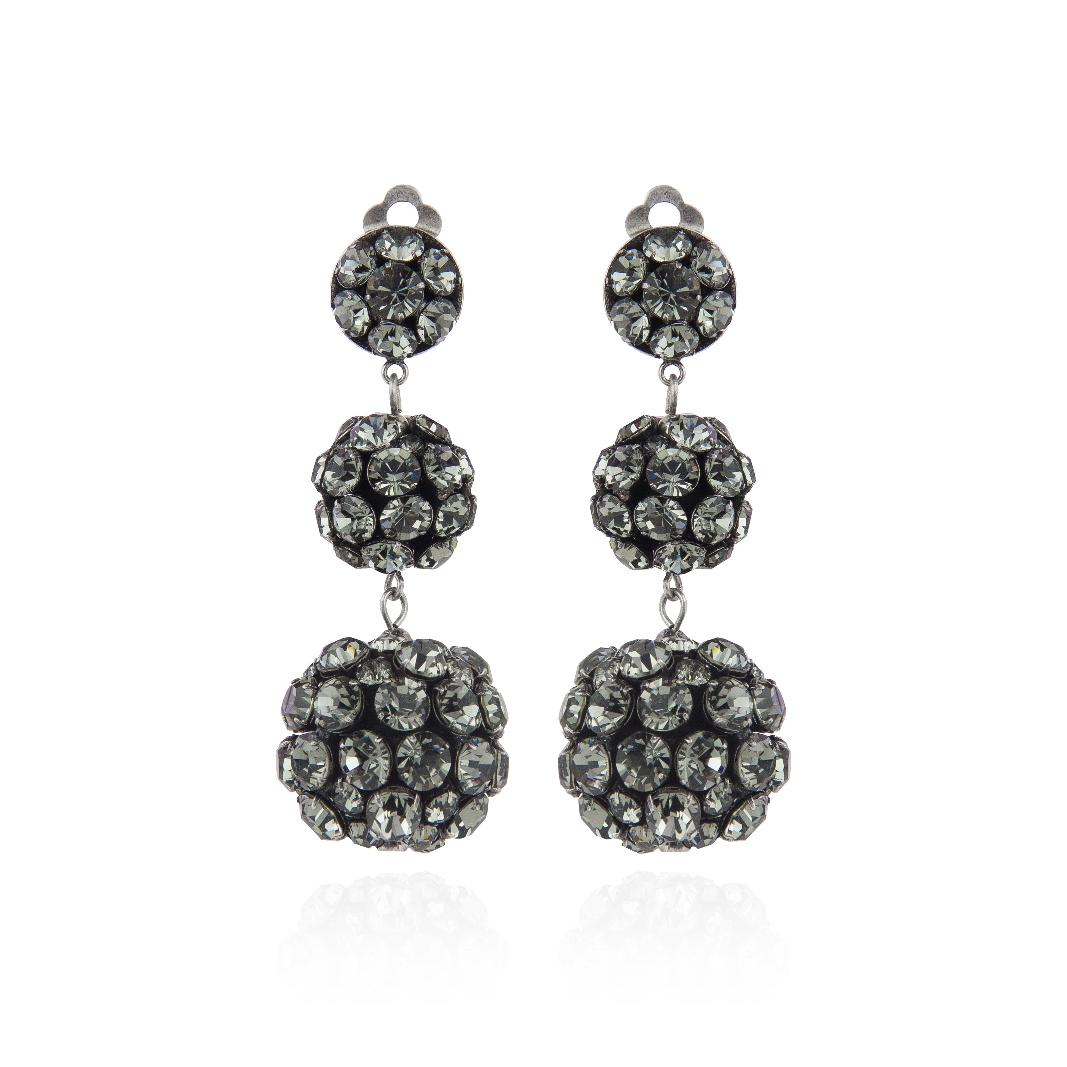 Orecchini con tre boules Queen of the Disco - Grigio - Sodini Bijoux