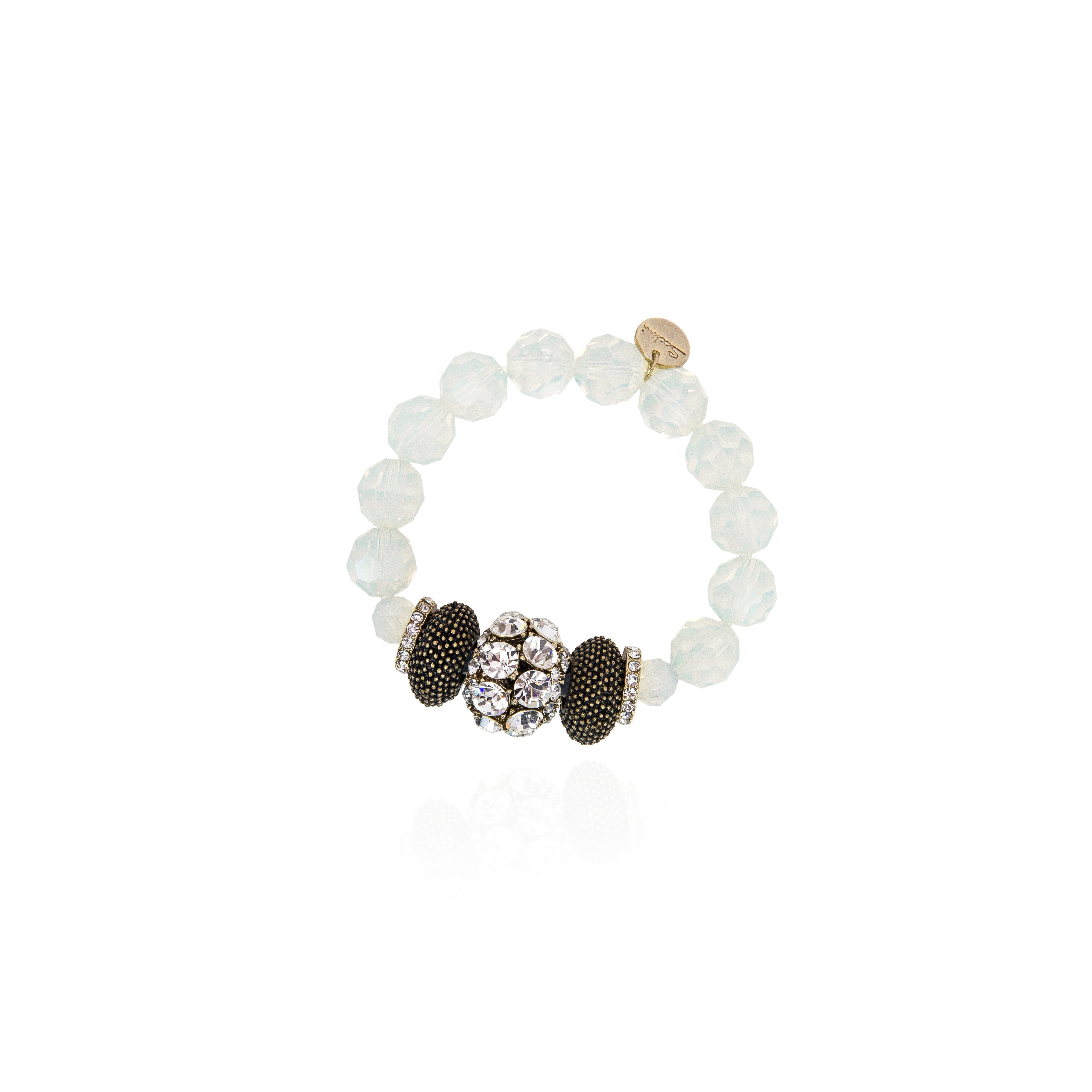 Bracciale elastico maxi boule Queen of  the Disco - Bianco - Sodini Bijoux