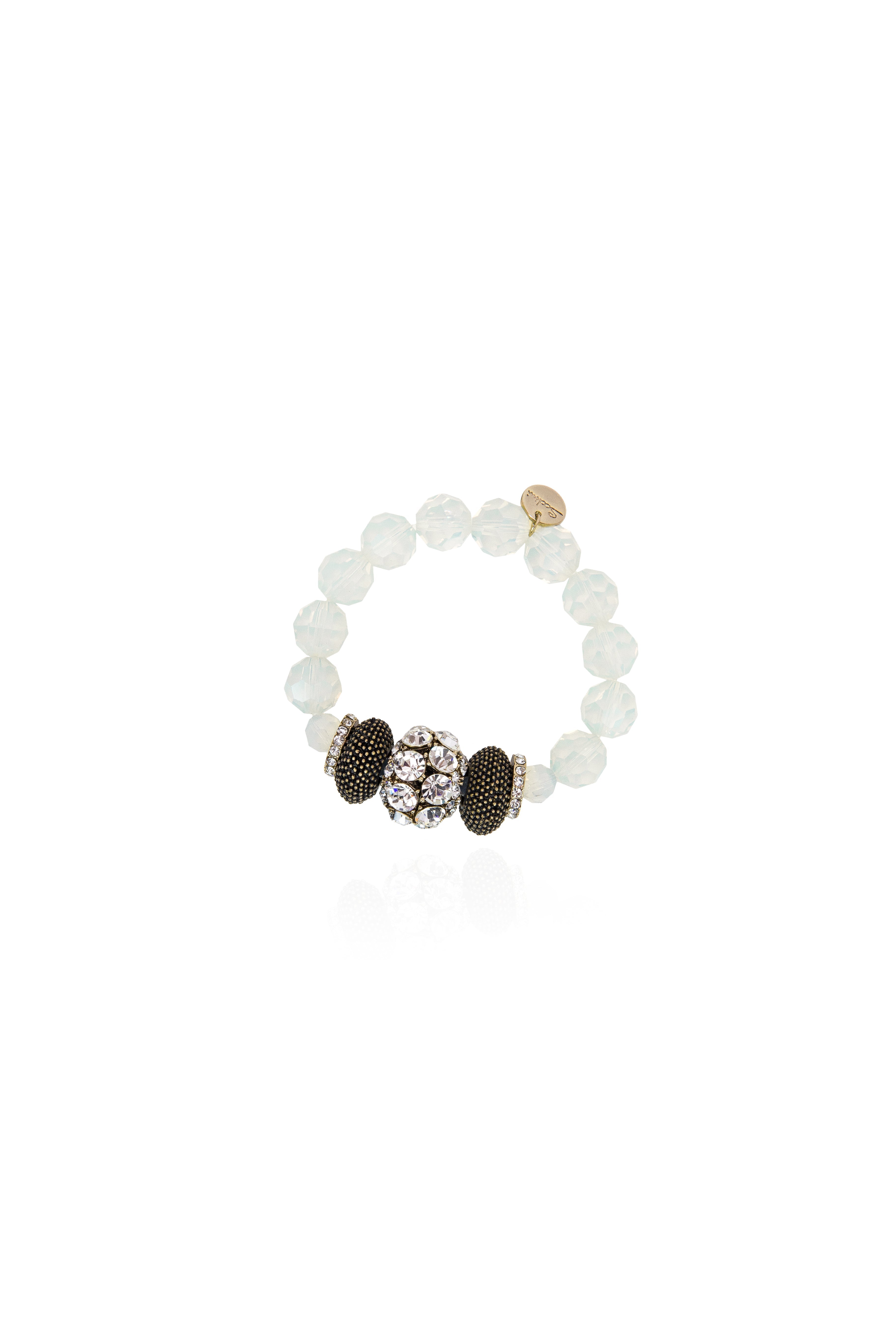 Bracciale elastico maxi boule Queen of  the Disco - Bianco - Sodini Bijoux