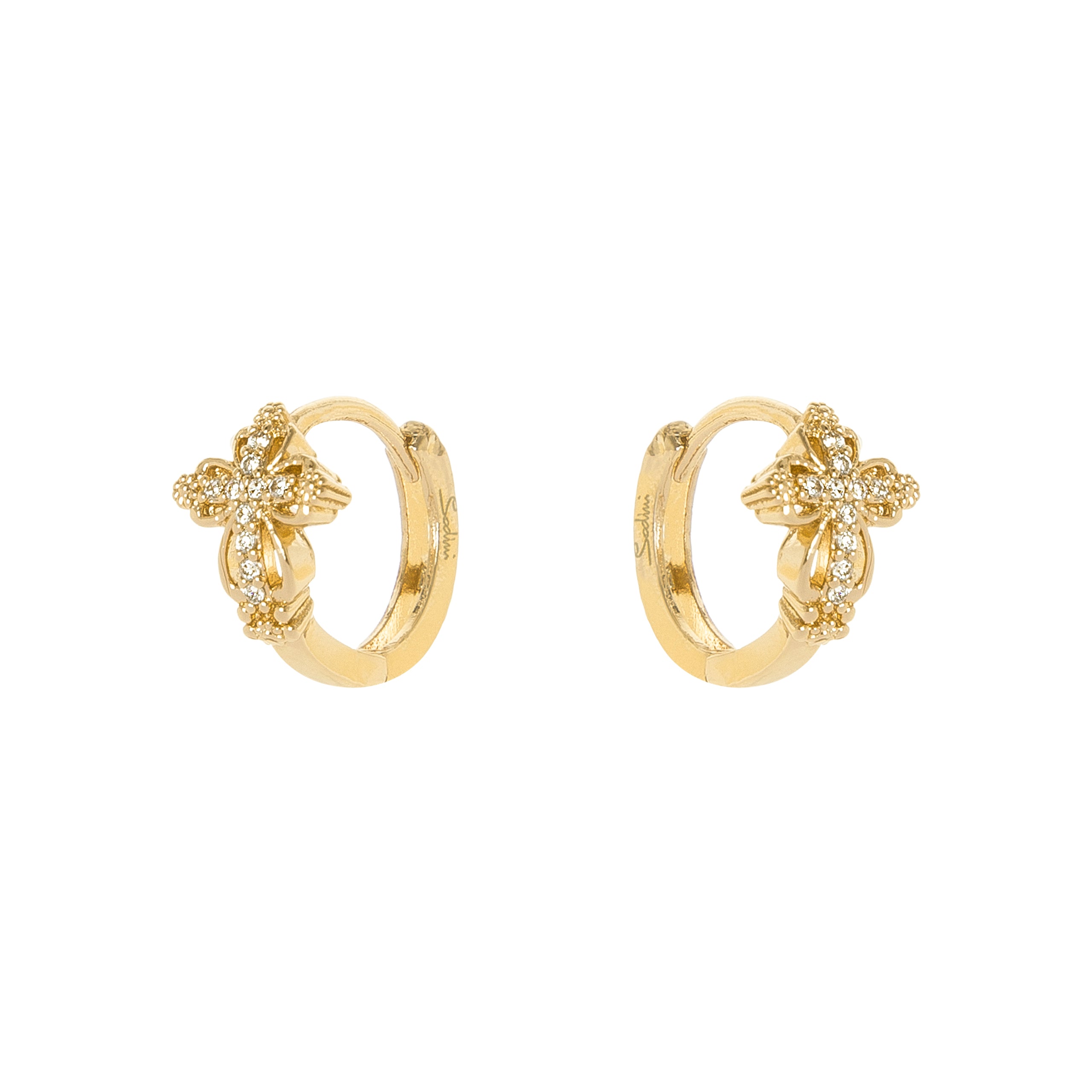 Orecchini a cerchio e croce Malibù - Oro - Sodini Bijoux
