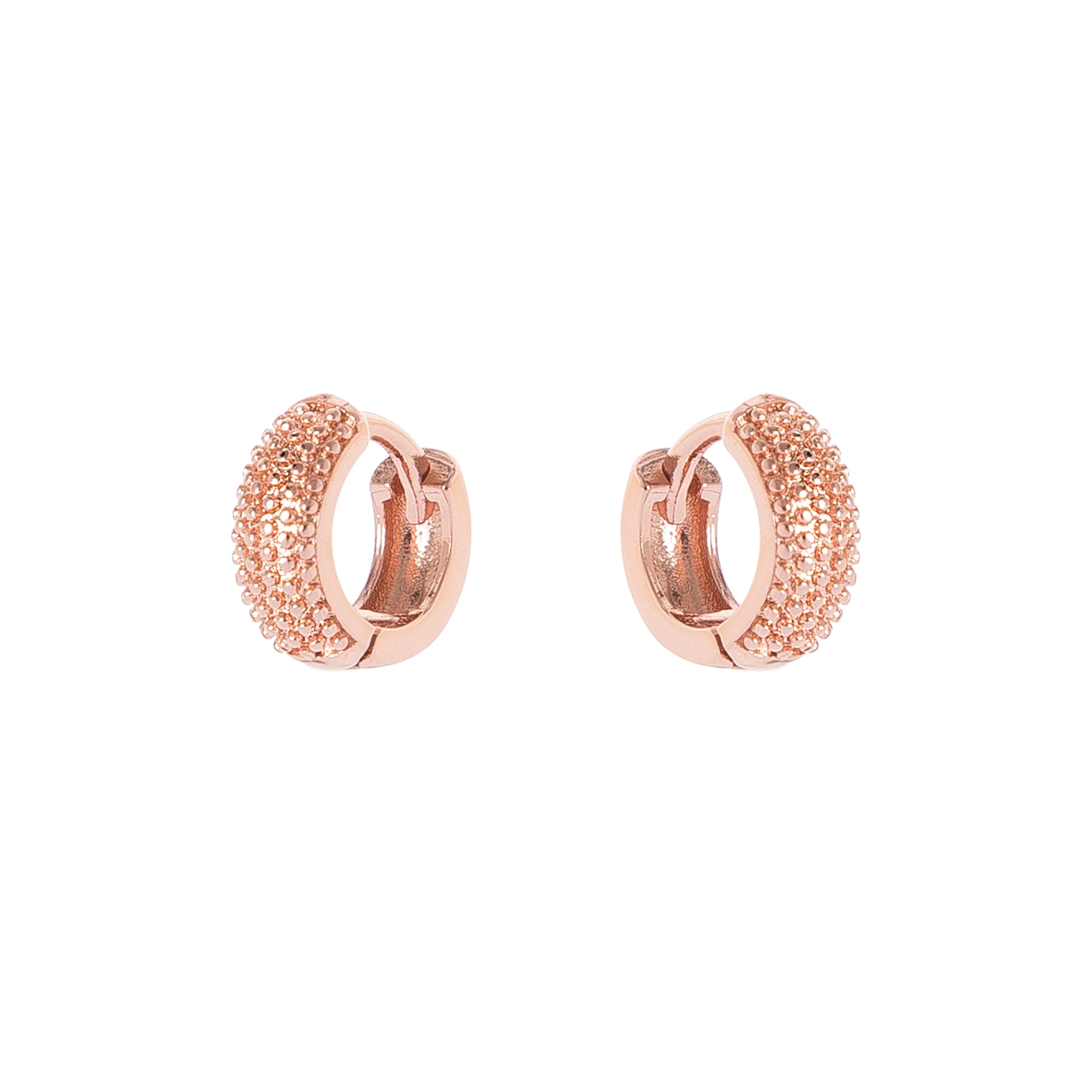 Piccoli orecchini a cerchio e granuli Malibù - Oro rosa - Sodini Bijoux