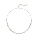 Short necklace with a string of zirconias Crystalline - Rhodium and white - Sodini Bijoux