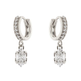 Orecchini cerchietto e pendente Crystalline - Rodio e bianco - Sodini Bijoux