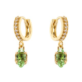 Orecchini cerchietto e pendente Crystalline - Oro e verde - Sodini Bijoux