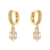 Orecchini cerchietto e pendente Crystalline - Oro e bianco - Sodini Bijoux