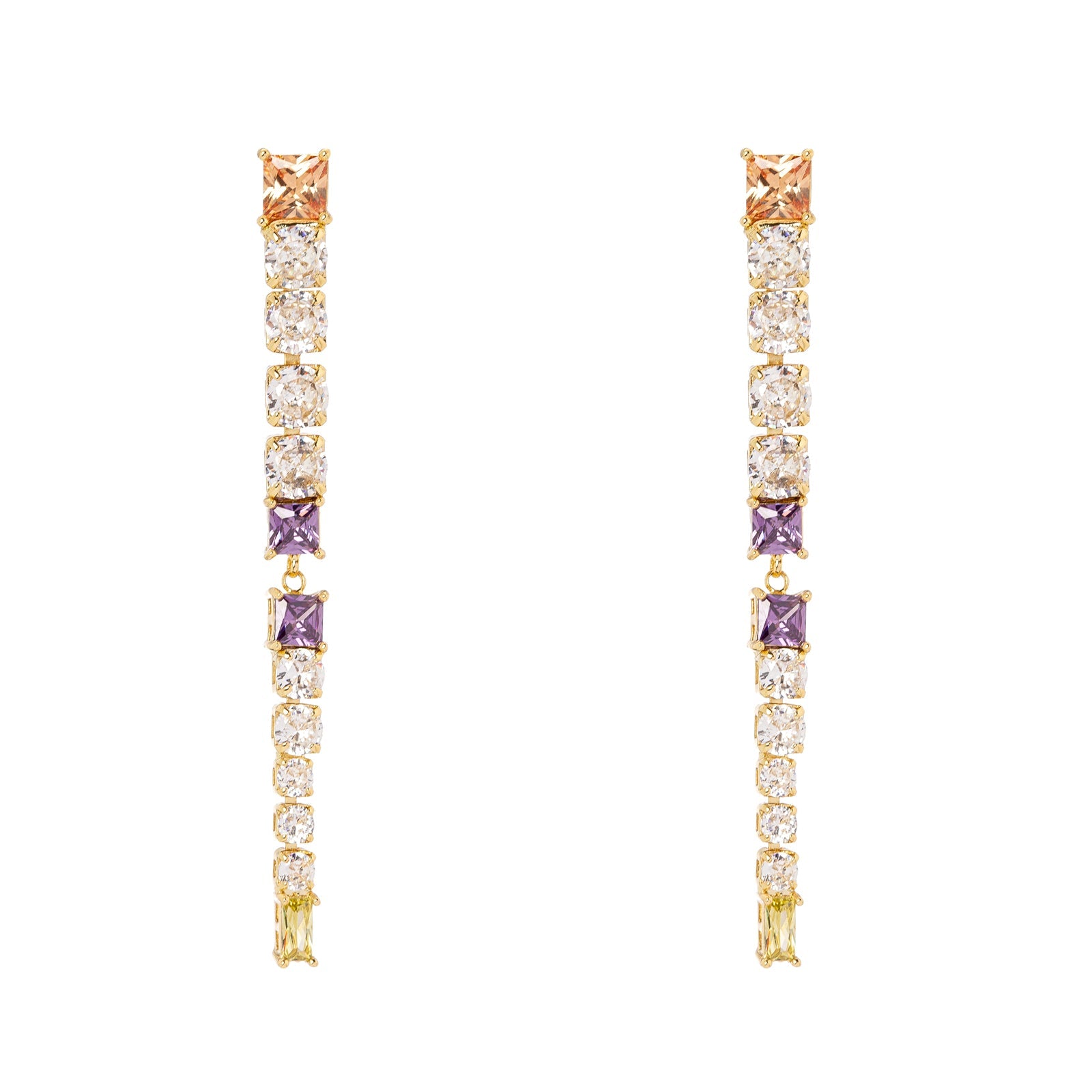 Orecchini lunghi a due segmenti Ishtar - Multicolor - Sodini Bijoux