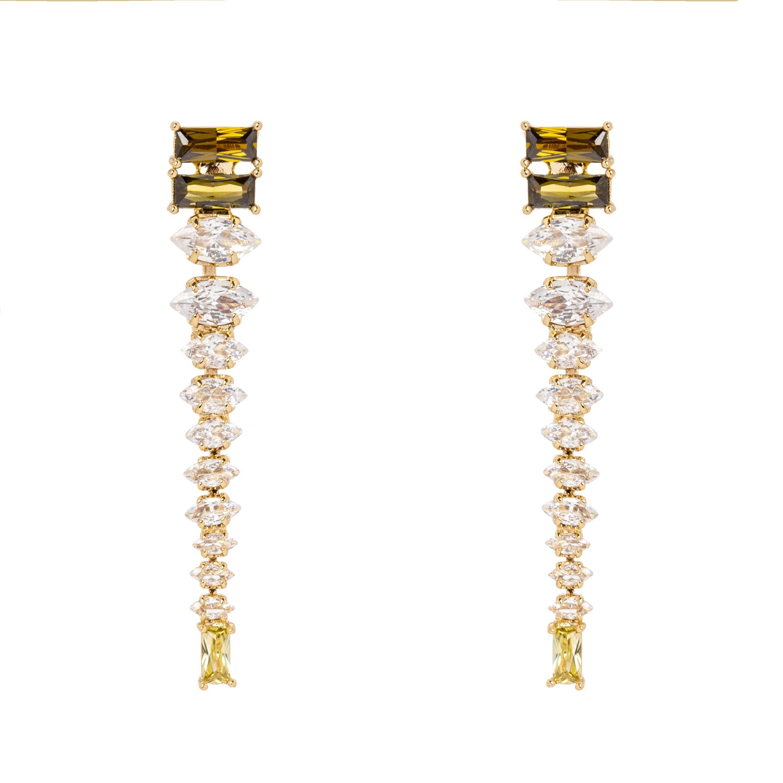 Orecchini filo di zirconi navette Ishtar - Multicolor - Sodini Bijoux