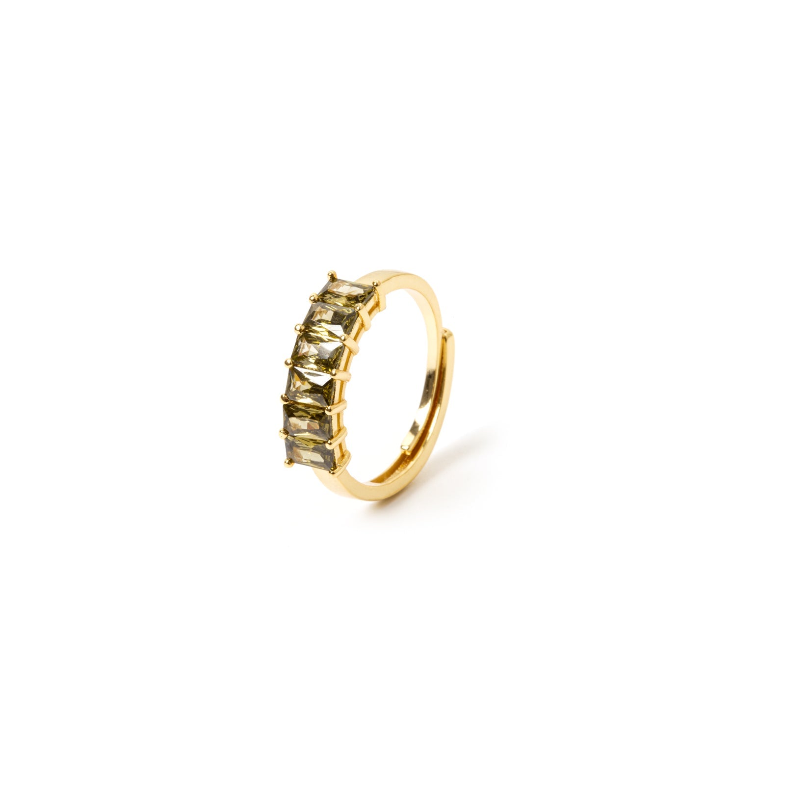Anello con linea di zirconi baguette Ishtar - Oro e bianco - Sodini Bijoux