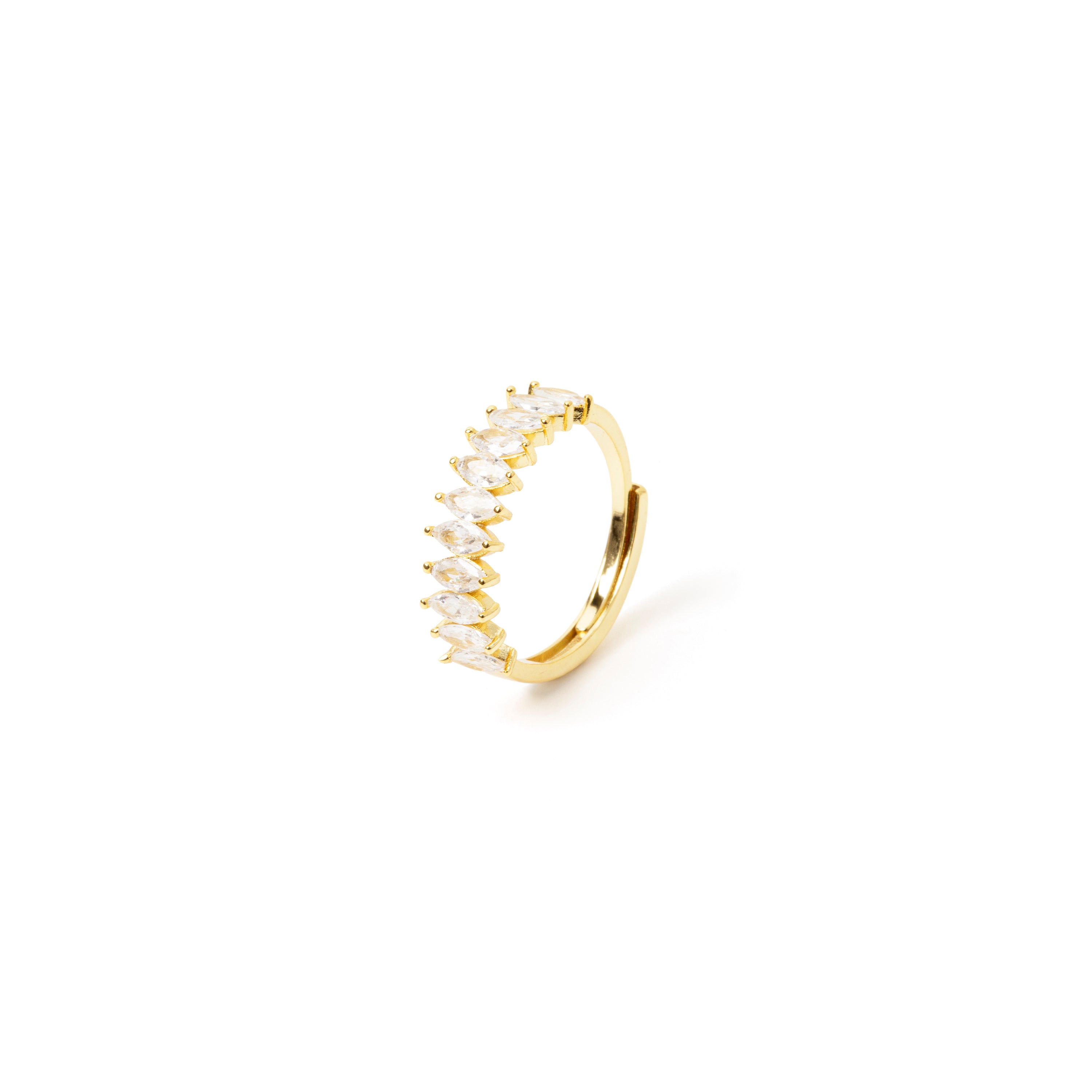 Anello con linea di zirconi navette Ishtar - Oro e bianco - Sodini Bijoux