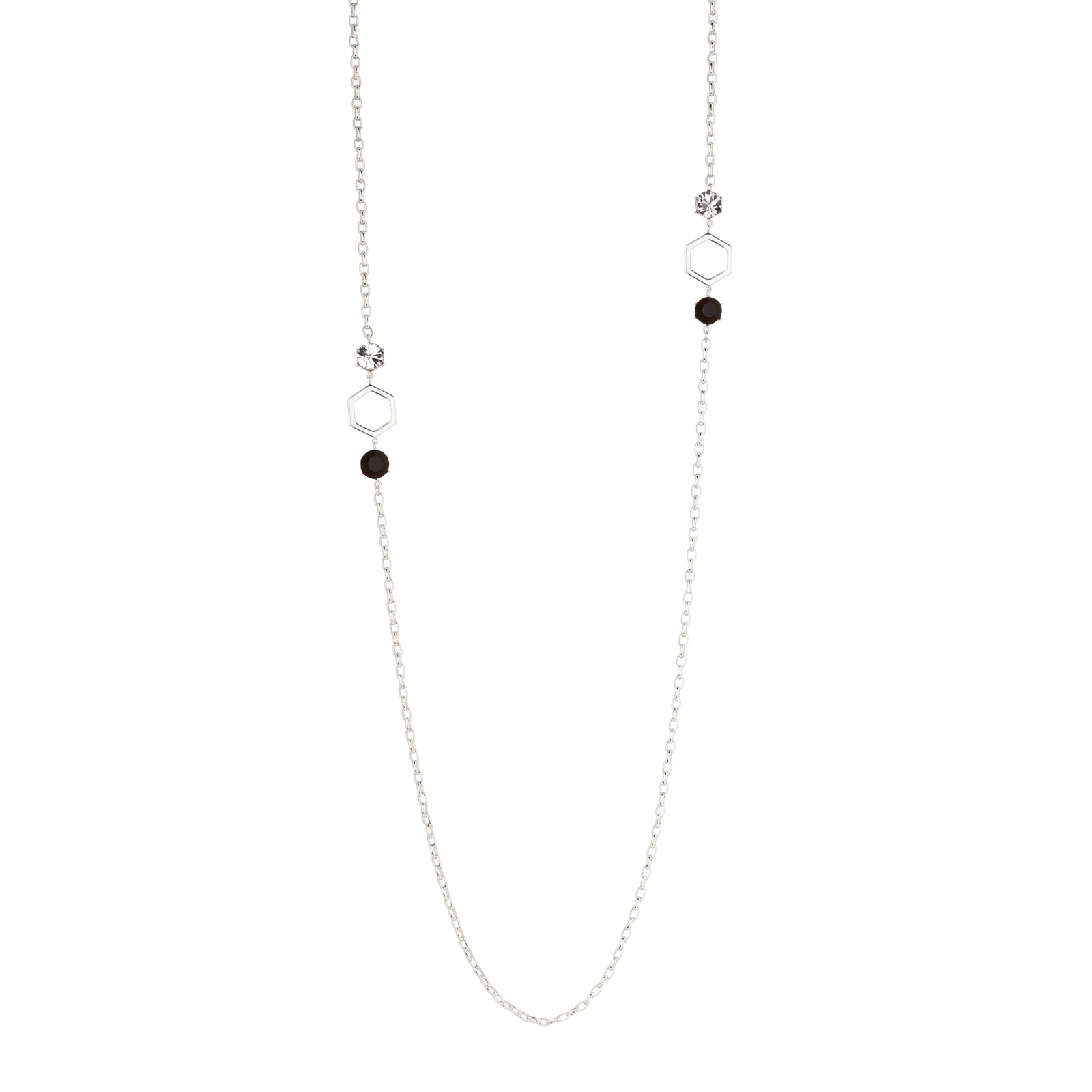 Collana lunga esagoni e cristalli Cxx - Nero - Sodini Bijoux