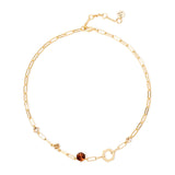 Collana corta esagono e cristalli Cxx - Champagne - Sodini Bijoux