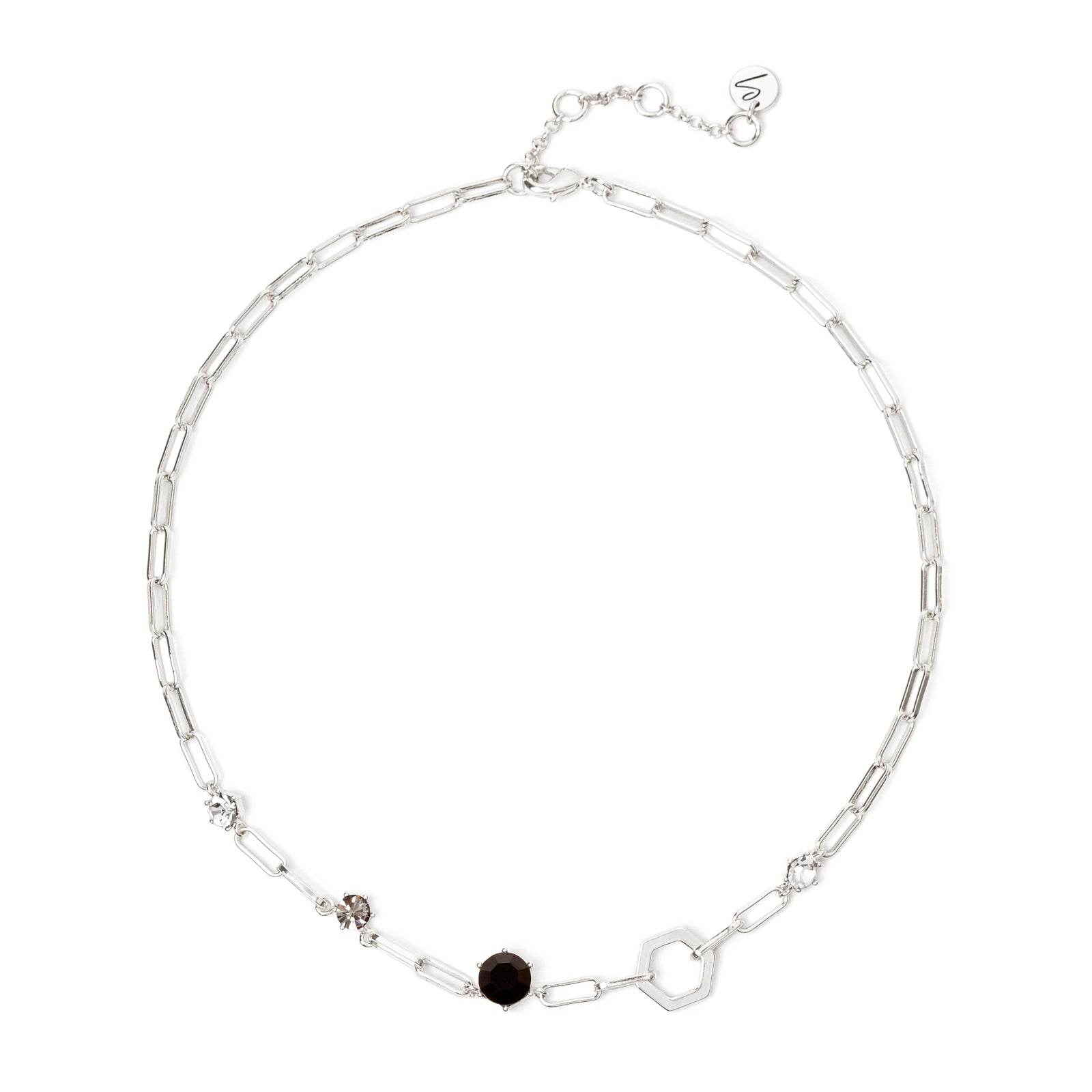 Collana corta esagono e cristalli Cxx - Nero - Sodini Bijoux