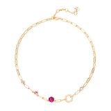 Collana corta esagono e cristalli Cxx - Fucsia - Sodini Bijoux