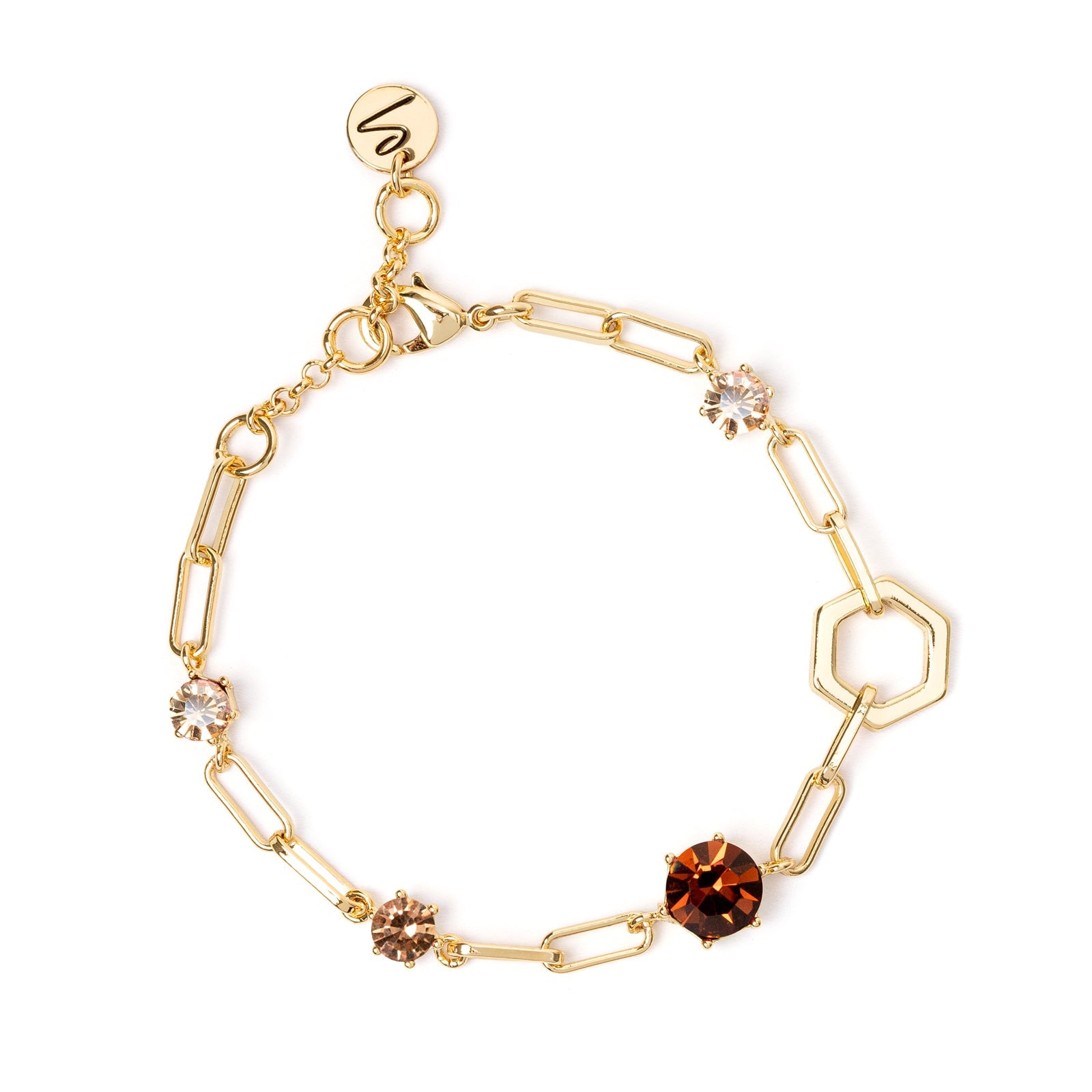 Bracciale esagono e cristalli Cxx - Champagne - Sodini Bijoux