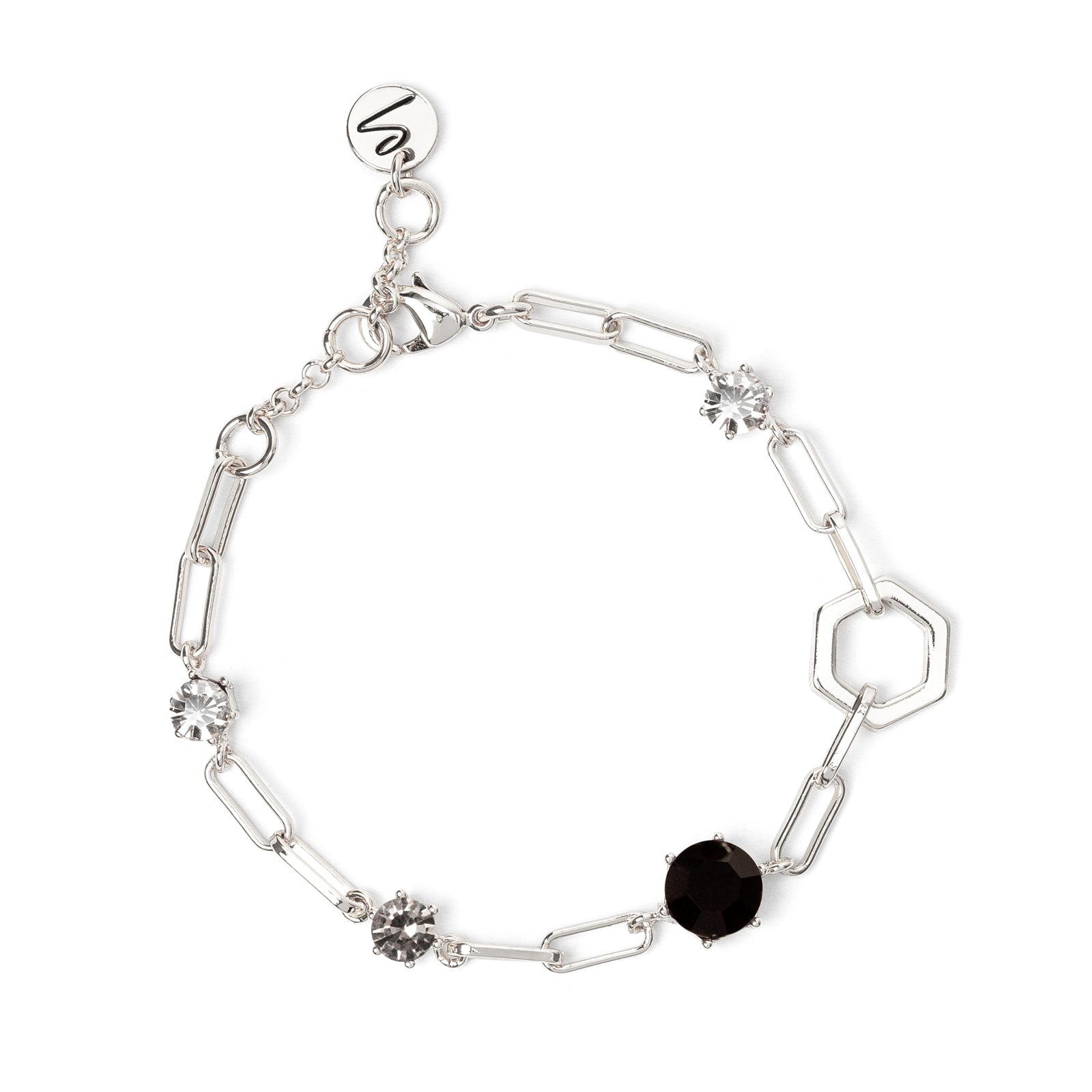 Bracciale esagono e cristalli Cxx - Nero - Sodini Bijoux