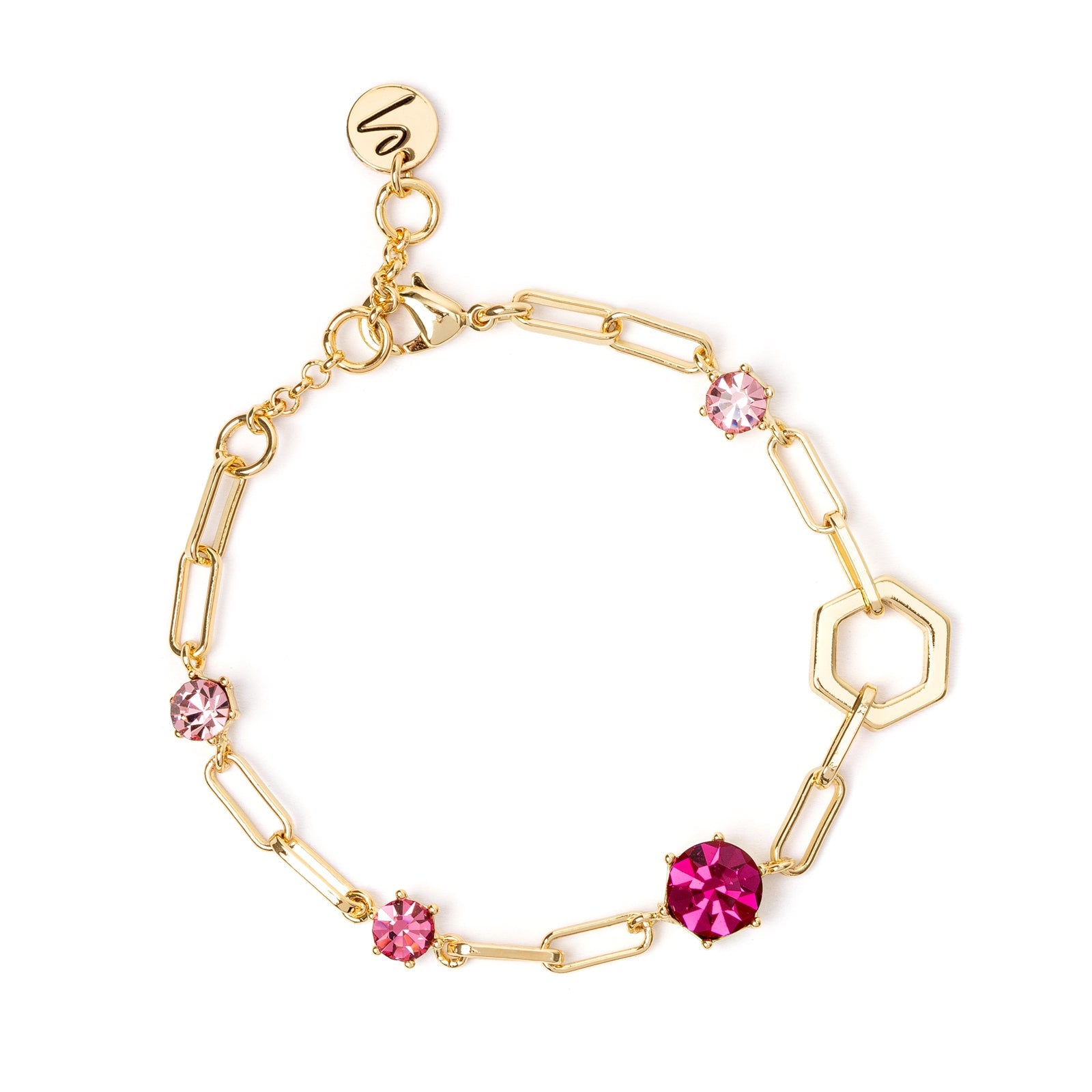 Bracciale esagono e cristalli Cxx - Fucsia - Sodini Bijoux