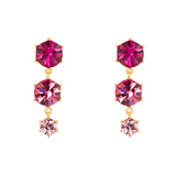 Orecchini pendente a tre cristalli Cxx - Fucsia - Sodini Bijoux