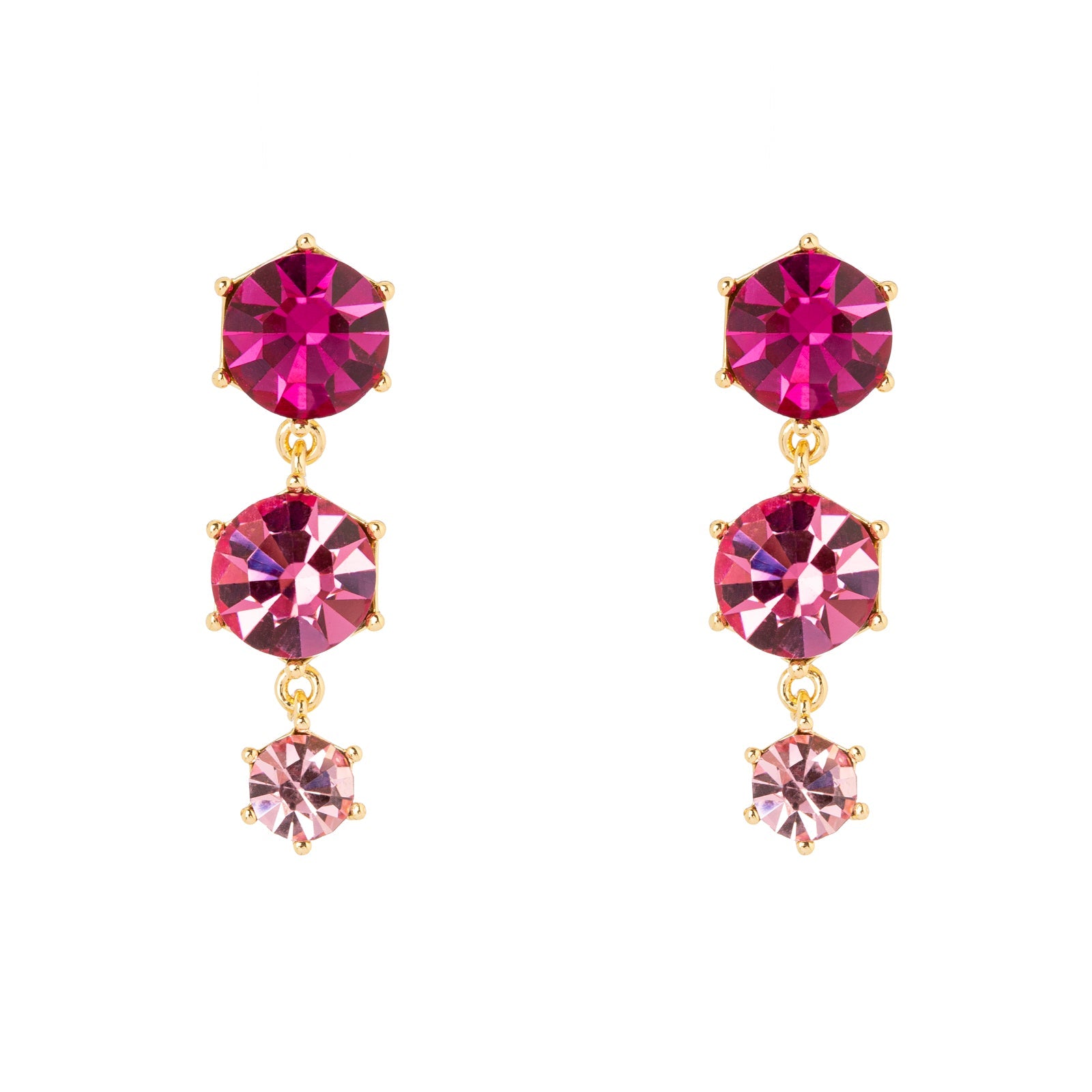 Orecchini pendente a tre cristalli Cxx - Fucsia - Sodini Bijoux