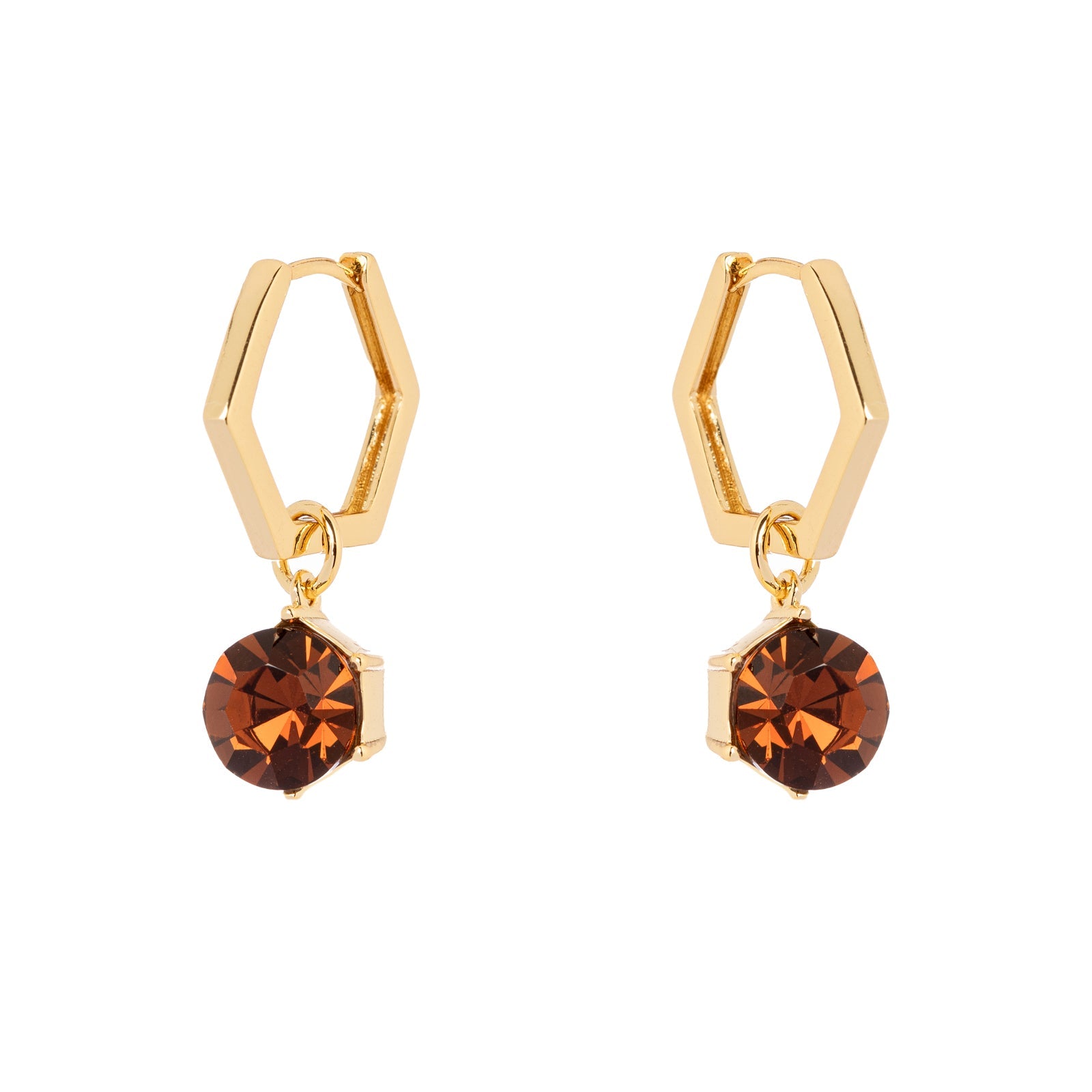 Orecchini esagono e pendente Cxx - Champagne - Sodini Bijoux