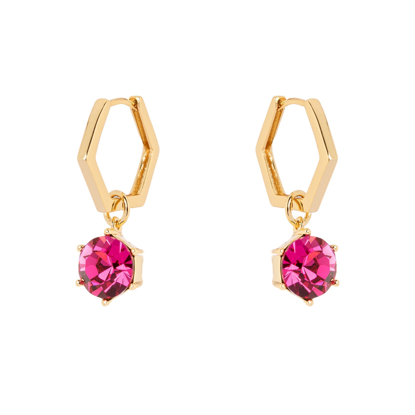 Orecchini esagono e pendente Cxx - Fucsia - Sodini Bijoux