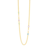 Long necklace gourmette crystals and cabochon Ninfa - Multicolor - Sodini Bijoux