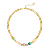 Choker with gourmette chain, crystals and cabochon Ninfa - Multicolor - Sodini Bijoux