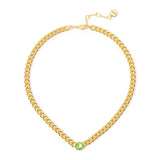 Girocollo groumette e cristallo tondo Ninfa - Verde - Sodini Bijoux