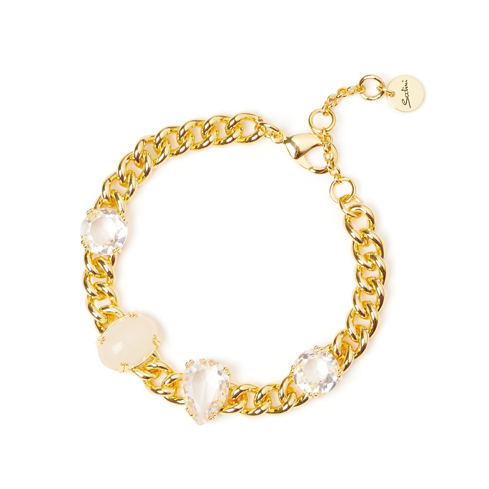 Bracciale groumette cristalli e cabochon Ninfa - Bianco - Sodini Bijoux