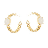 Orecchini cerchio groumette e cabochon Ninfa - Bianco - Sodini Bijoux