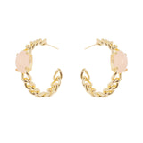 Orecchini cerchio groumette e cabochon Ninfa - Rosa - Sodini Bijoux