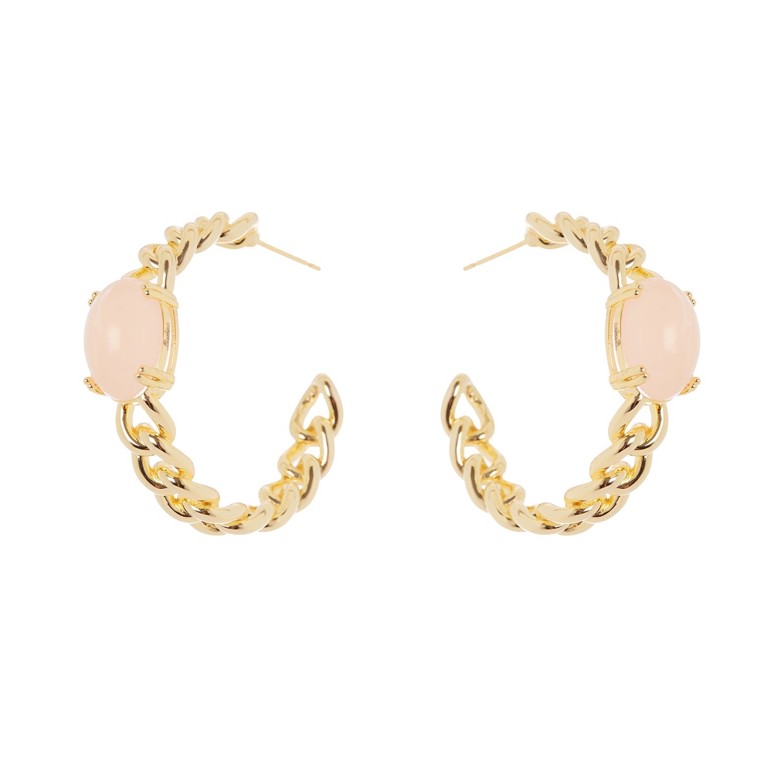 Orecchini cerchio groumette e cabochon Ninfa - Rosa - Sodini Bijoux