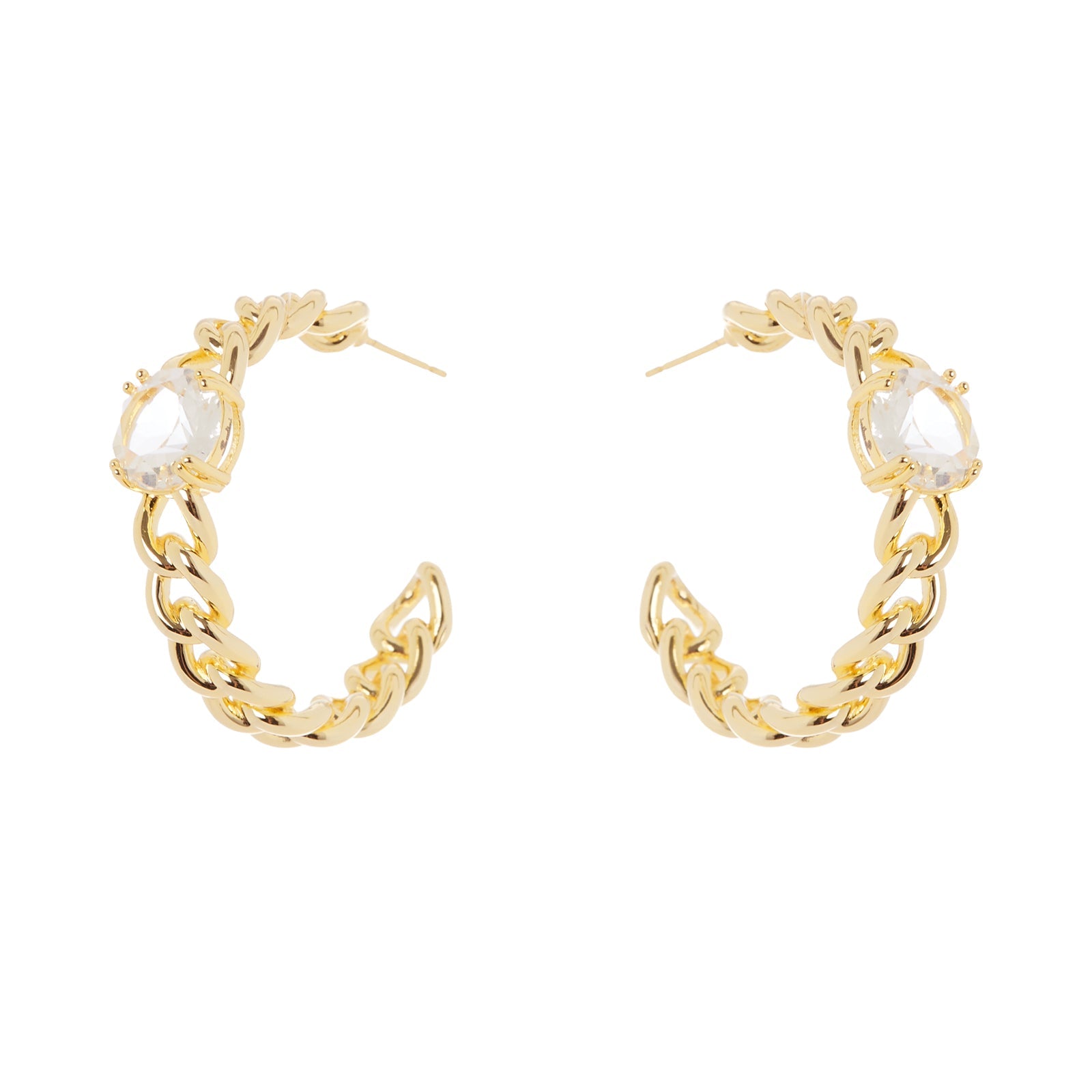 Orecchini cerchio groumette e cristallo Ninfa - Bianco - Sodini Bijoux