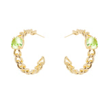 Orecchini cerchio groumette e cristallo Ninfa - Verde - Sodini Bijoux