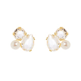 Orecchini cluster cristalli e perla Ninfa - Bianco - Sodini Bijoux