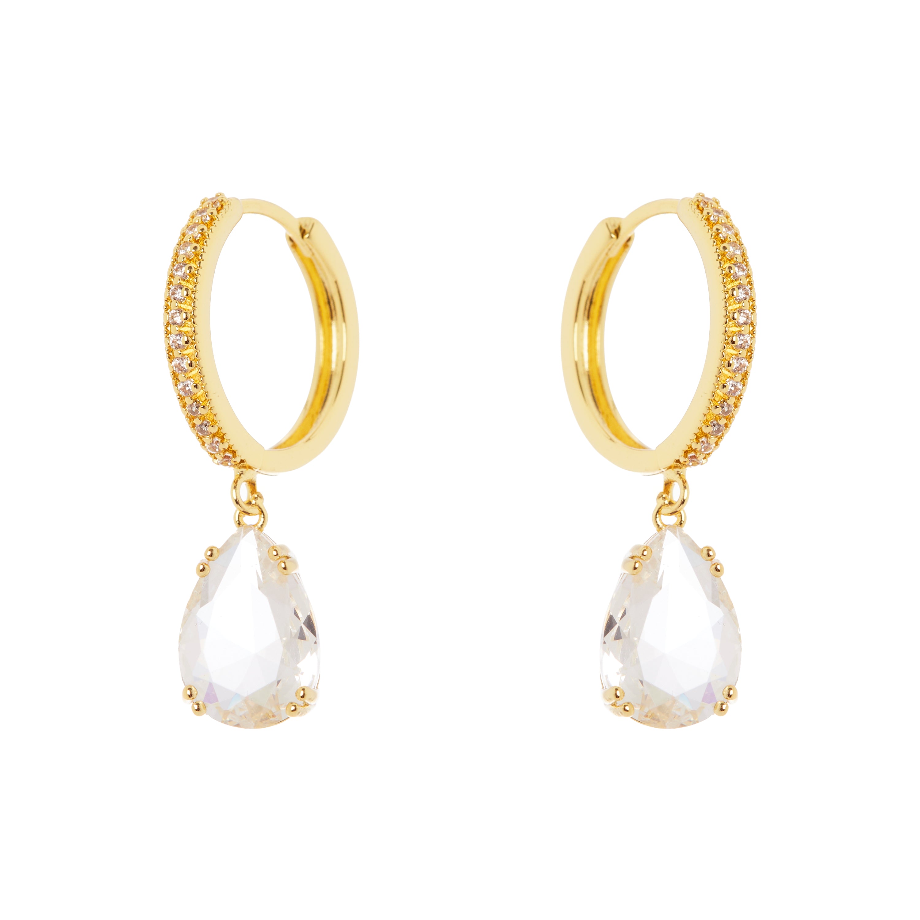 Orecchini cerchio veretta e goccia Ninfa - Bianco - Sodini Bijoux